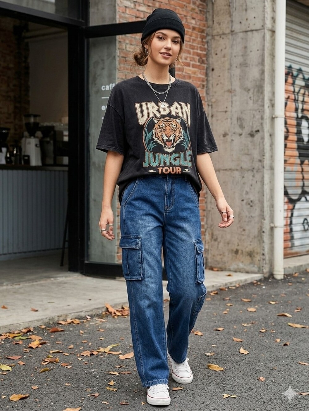 Timing Relaxed Cargo Jeans - Blue Denim